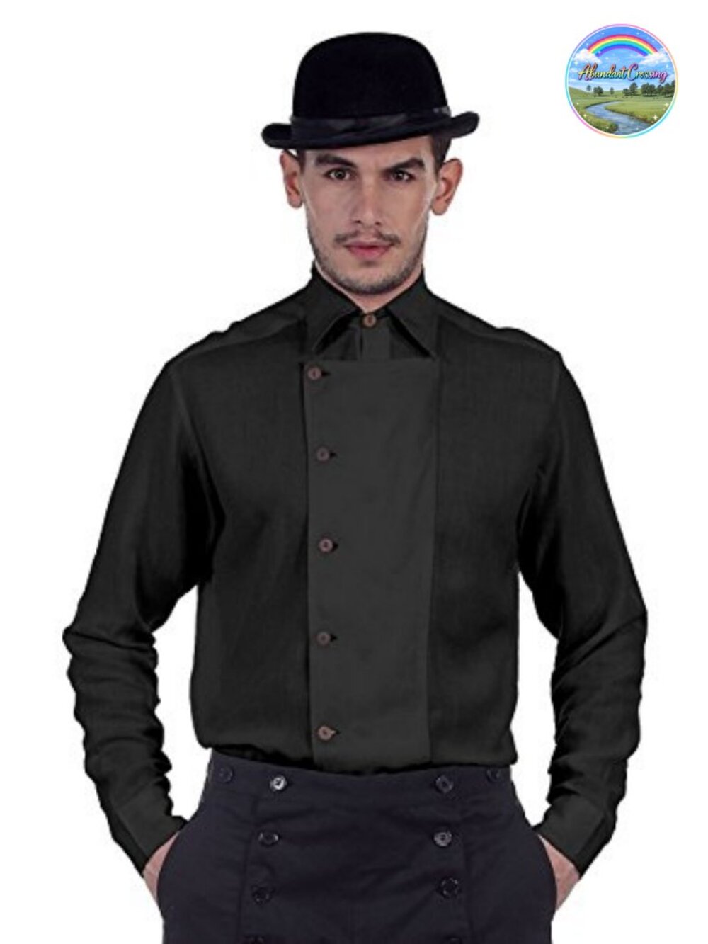 Men's Linen Blend Renaissance Side Button Medieval Steampunk Shirt